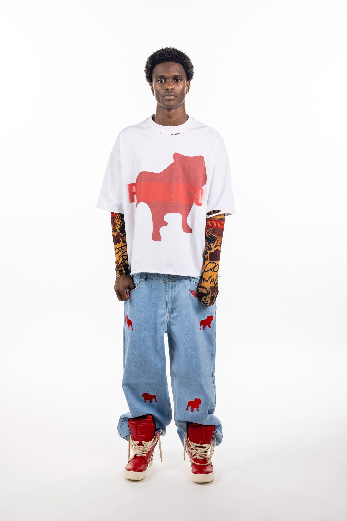 PUBBACO “BLURRED WORDS” SHIRT WITH SLEEVES
