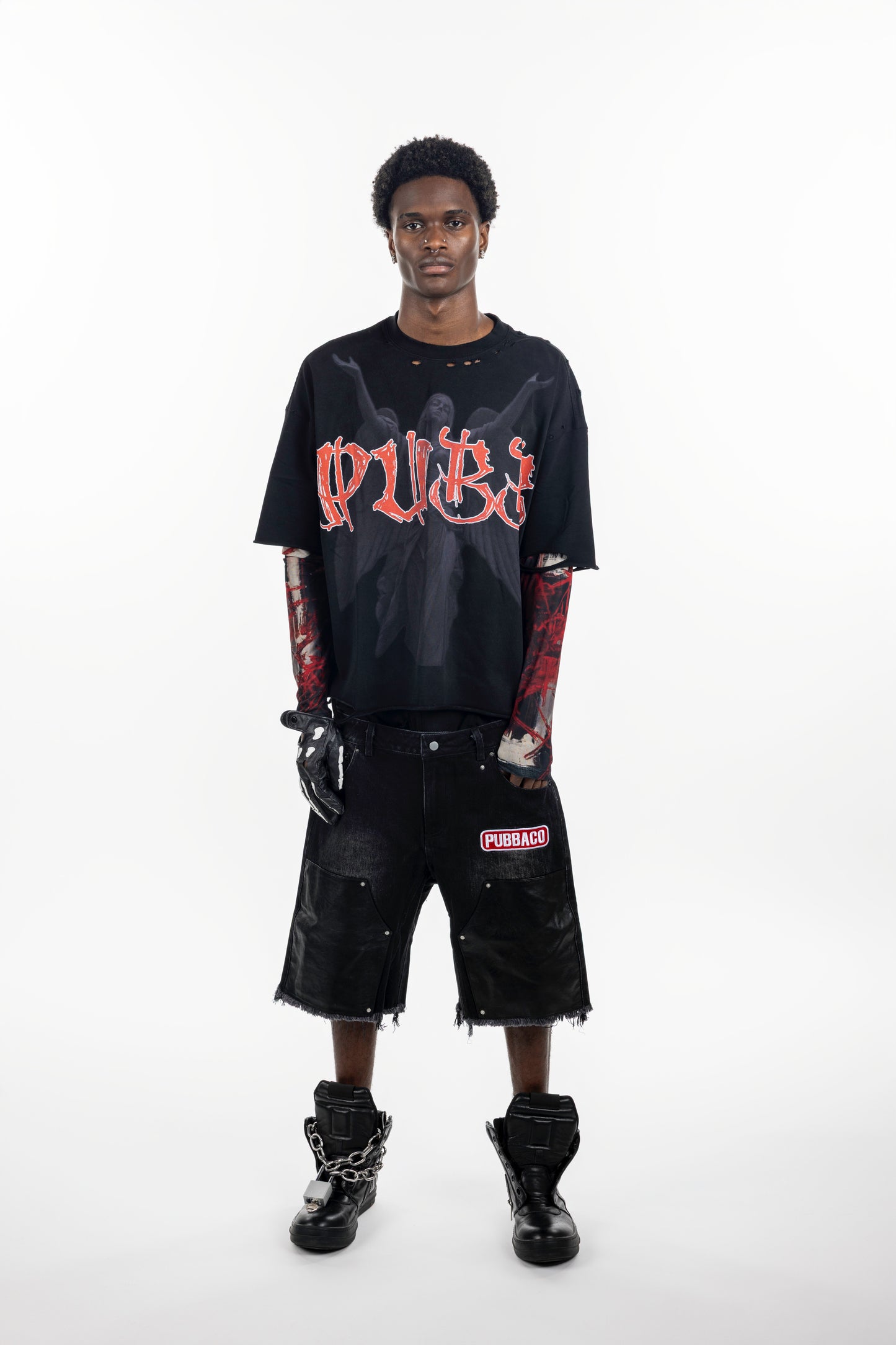 PUBB “HANDS OF ANGELS” SHIRT BLACK/RED WITH SLEEVES