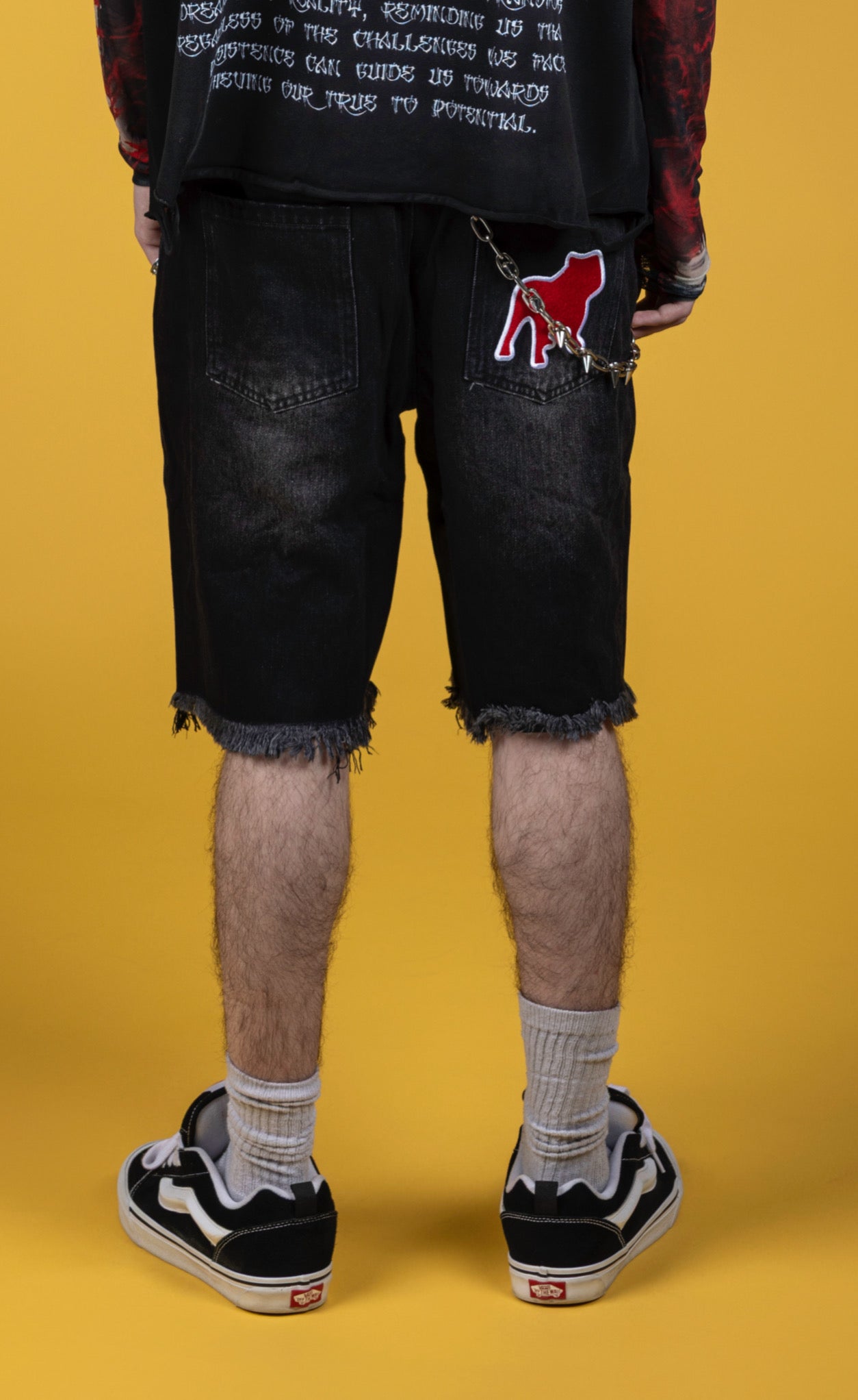 PUBBACO ROCKOUT DENIM SHORTS WITH LEATHER