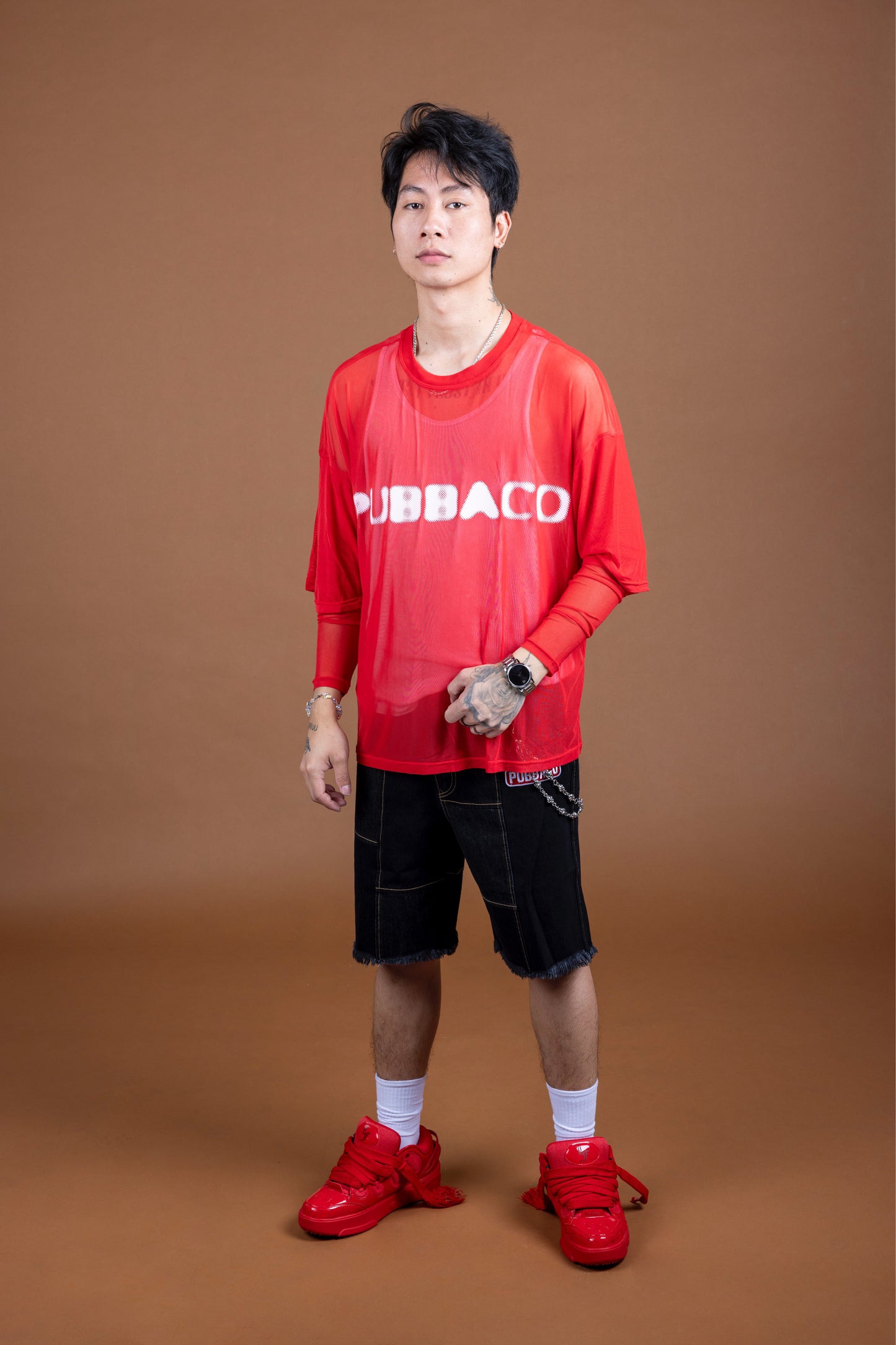 PUBBACO FIRE RED SHIRT WITH SLEEVES