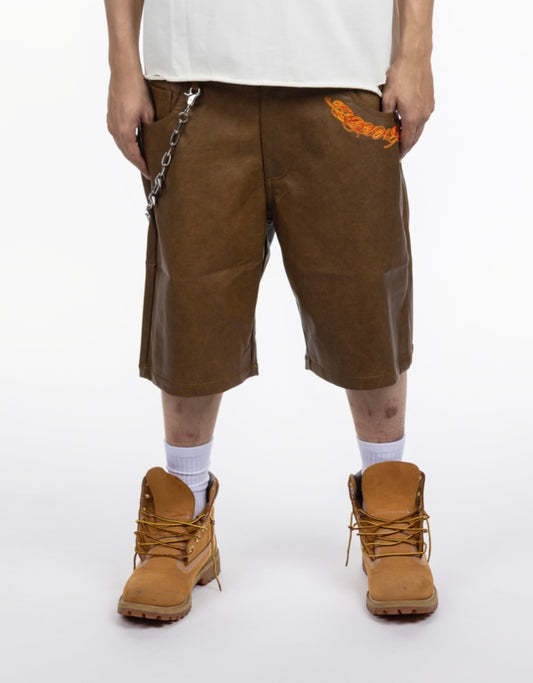 “FTLOP” SHORTS LEATHER WITH DOGS