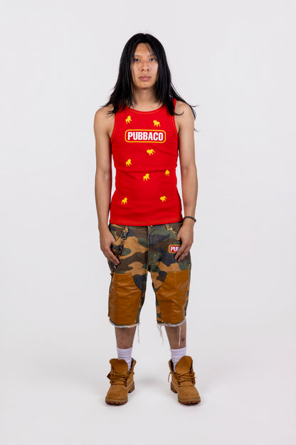 PUBBACO “DOGS ALL OVER” TANK RED