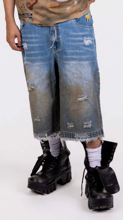 PUBBACO “ FADE TO DARK” DENIM SHORTS