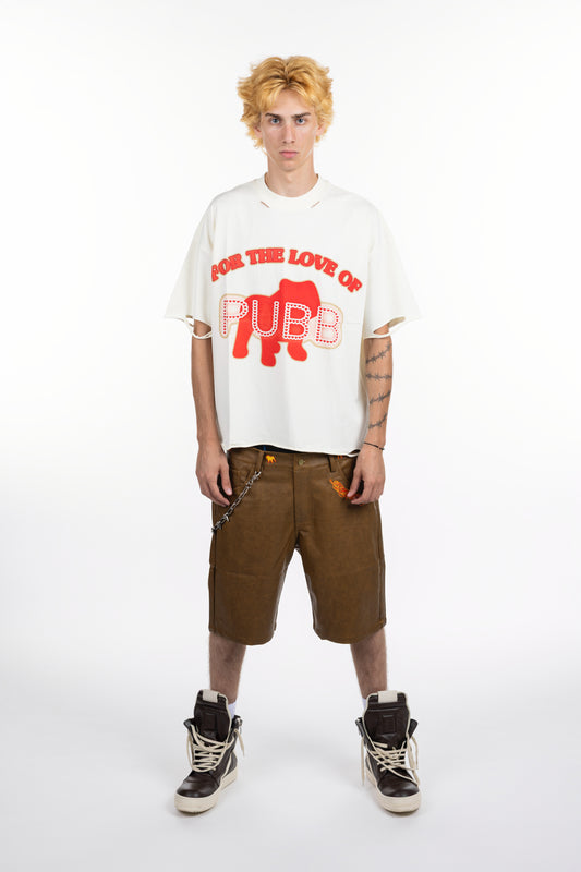 FOR THE LOVE OF PUBB SHIRT DISTRESSED CREAM WITH RED